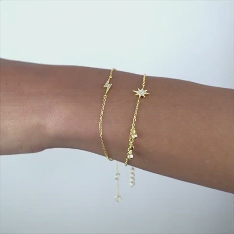 A video showing the Star CZ Bracelet with the Lightning Bolt CZ Bracelet.