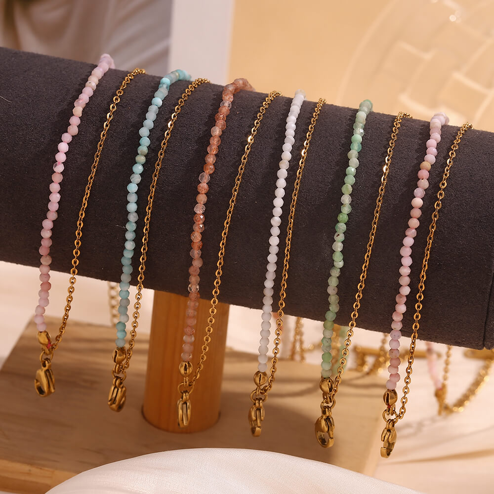 Natural stone beaded anklets.