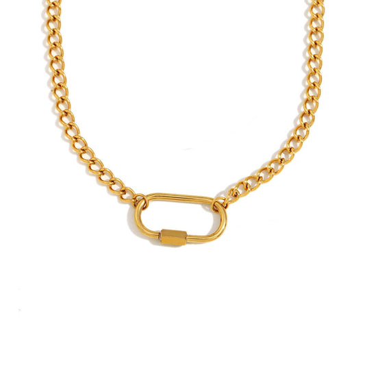 Carabiner Gold Chain Necklace.