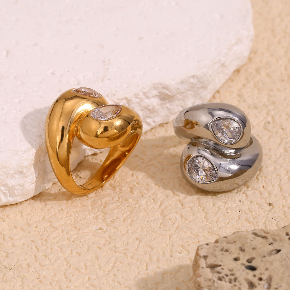 Closeup of the Double Waterdrop Cocktail Ring.