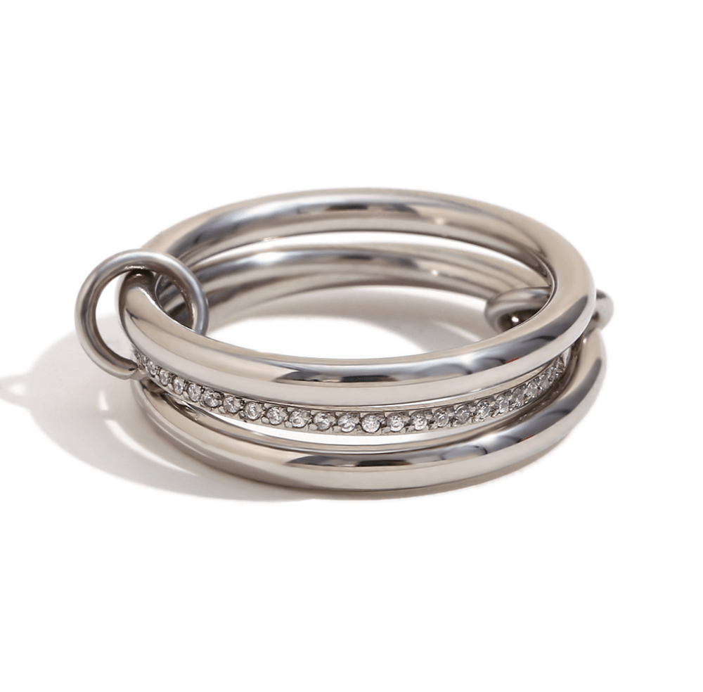Silver Stacking Ring Set Style 1.