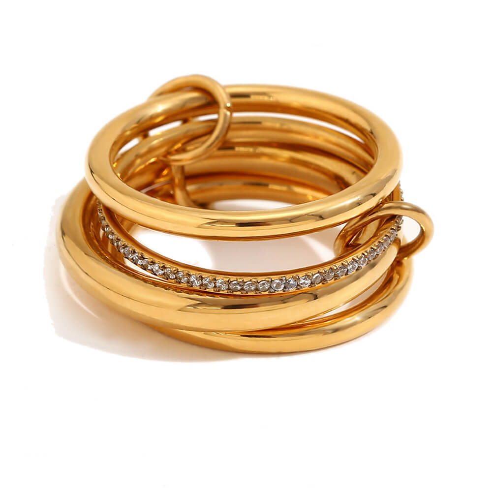 Gold Stacking Ring Set Style 3.