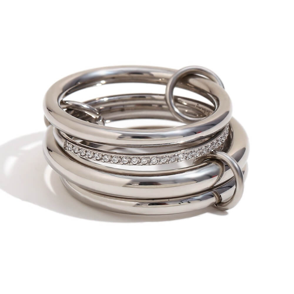 Slver Stacking Ring Set Style 3.