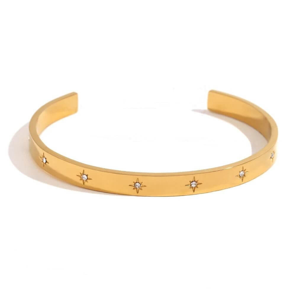Gold Star CZ Cuff Bracelet.