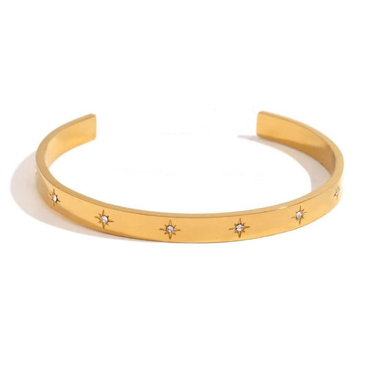Gold Star CZ Cuff Bracelet.