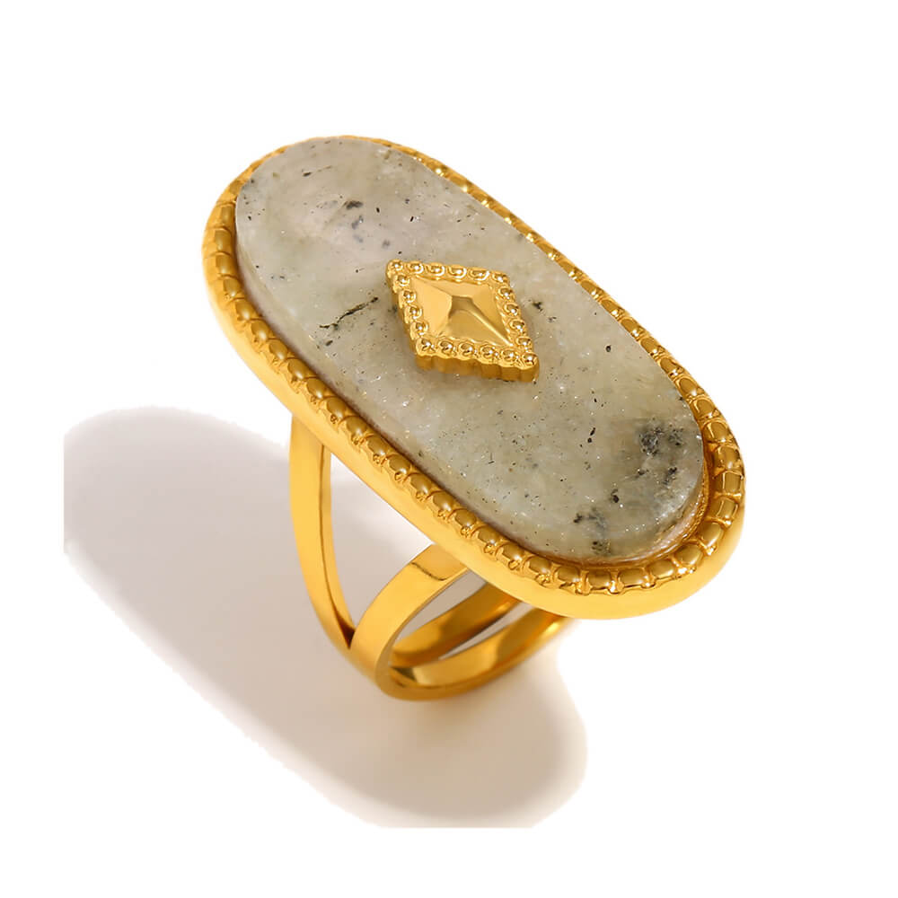 White Jade Gold Ring.