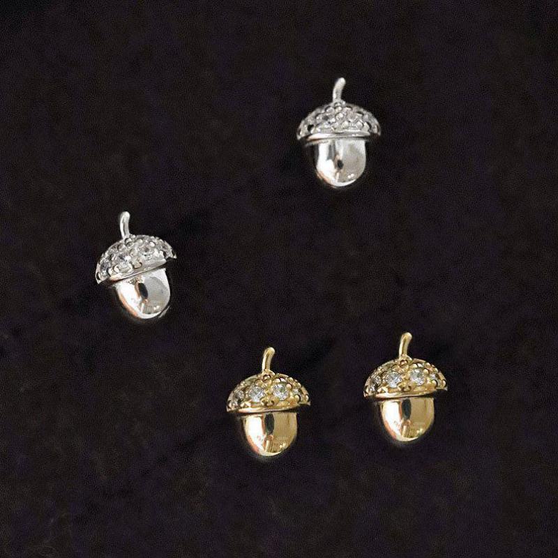 Gold and silver Acorn CZ Studs.
