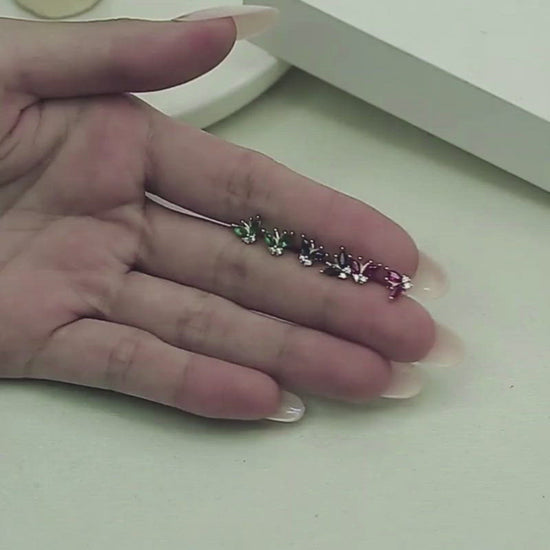 A video showing the Colorful CZ Butterfly Studs.