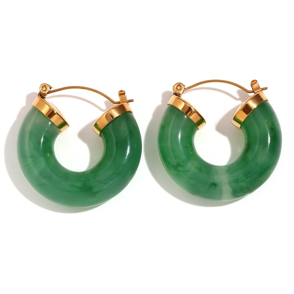 Jade Chunky Acrylic Hoops.