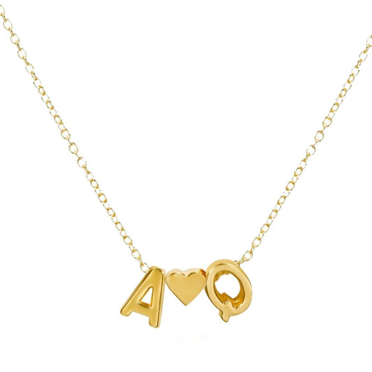 Custom Heart Letter Necklace.