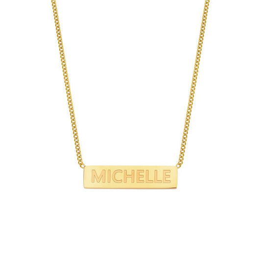 Gold Custom Name Plate Necklace.