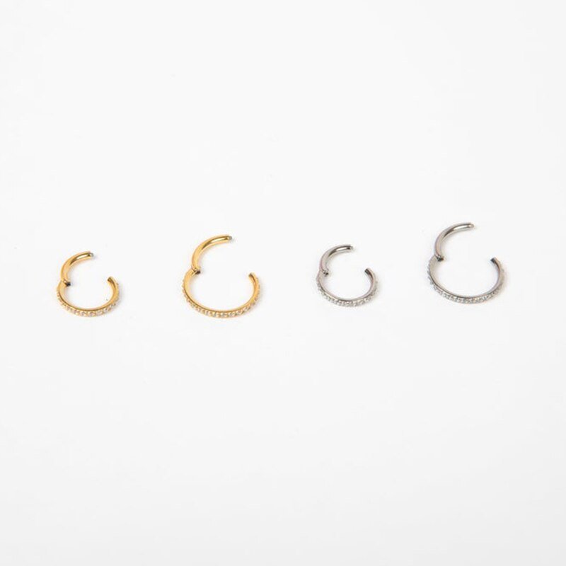 Gold and silver CZ Pave Cartilage Hoops in 6mm and 8mm.