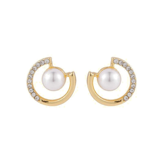 Galactic Pearl Studs in Gold.