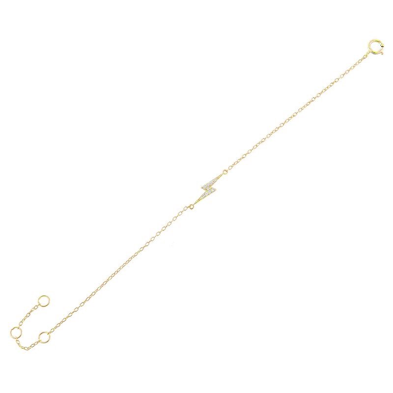 Full view of the Lightning Bolt Gold CZ Bracelet.