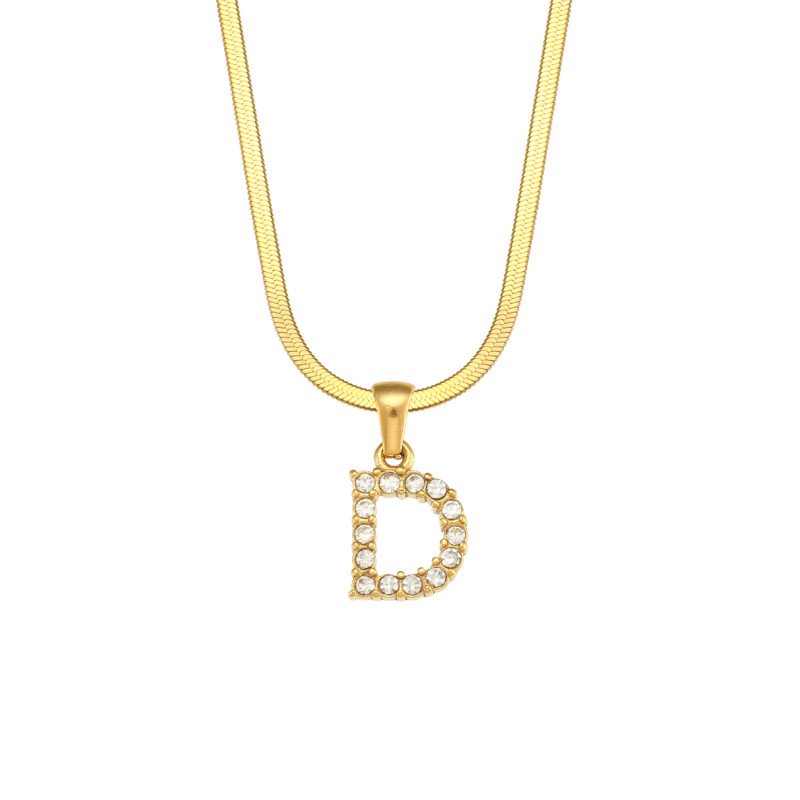 Letter D Initial Gold Necklace.
