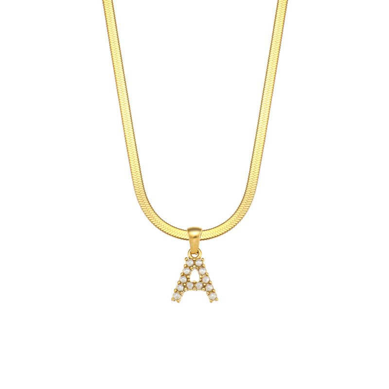 Letter A Pearl Initial Necklace