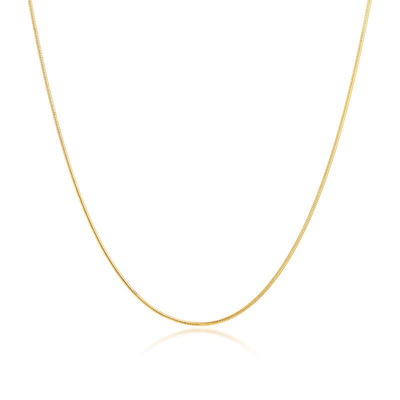 Gold thin snake chain necklace.